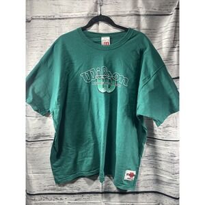 Vintage Wilson Logo T Shirt 2X USA Athletic Wear Green Tee Y2K Retro Sporty Prep